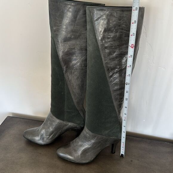 Gianni Bini Marlow Suede Leather Gray/Green Knee-High Boots Women's Size 6M GUC - Picture 2 of 14
